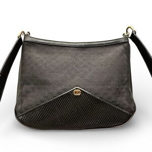 Vintage Gucci Navy GG Canvas Crescent Shoulder Bag